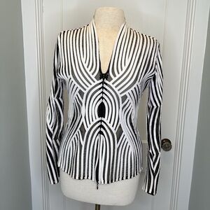 Unique Vintage Black sheer & White Line Jacket by Obstinee Size 10